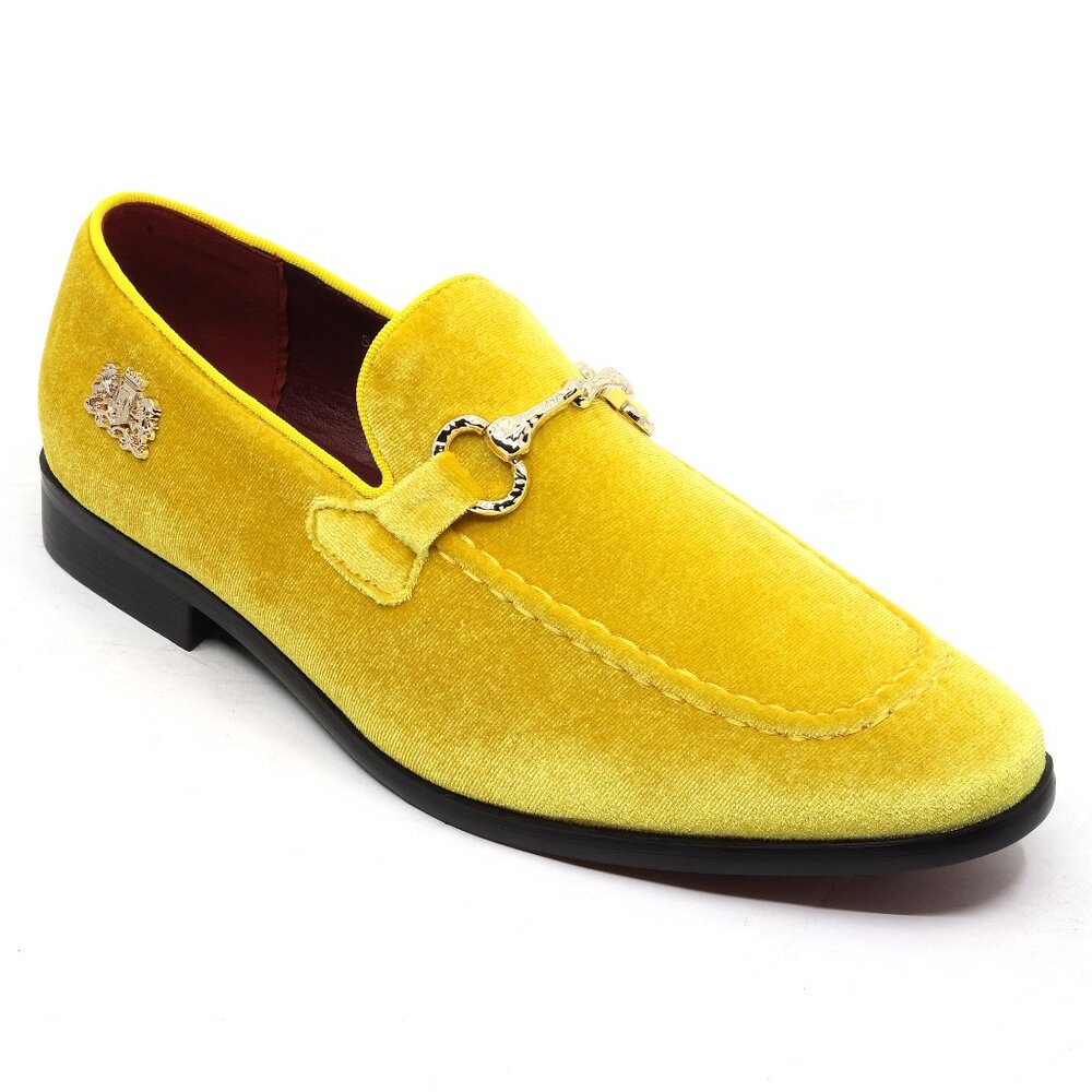 Yellow Men's Velvet Classic Dress Tuxedo Smoking Slipper Loafers Slip On Shoes